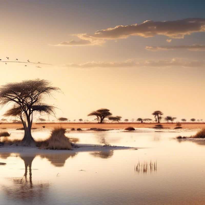 Les plaines salantes éthér�ées du Makgadikgadi en Botswana, un paysage captivant et surréaliste.