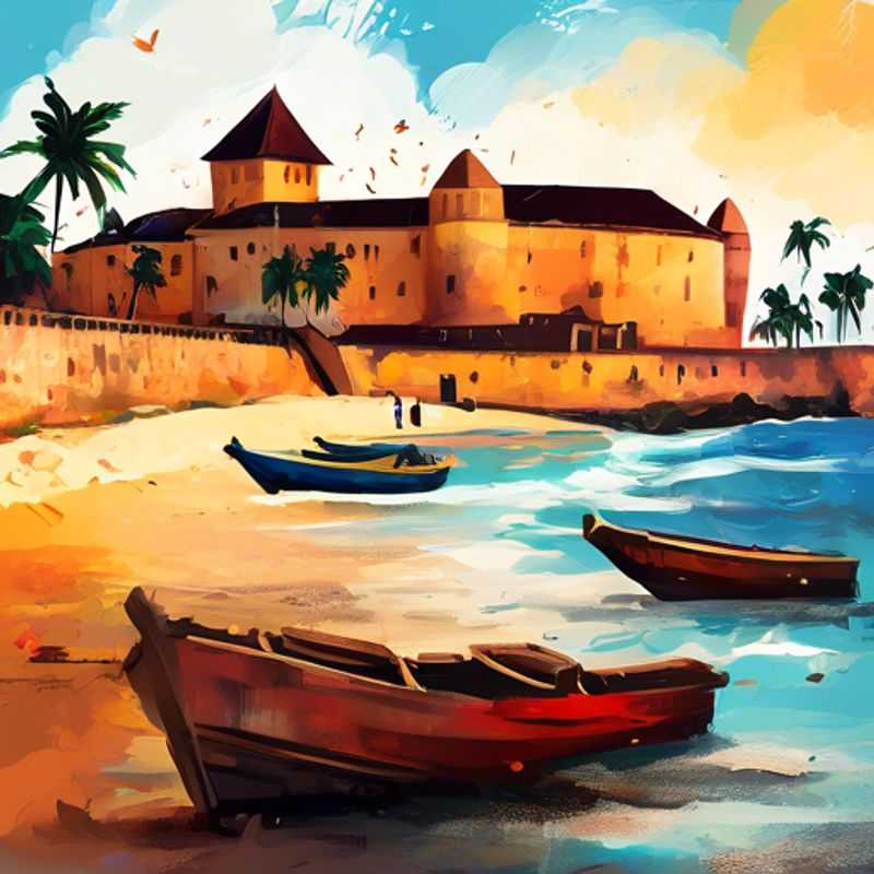 Le château d'Elmina, Ghana : un site historique poignant témoignant du commerce transatlantique des esclaves.