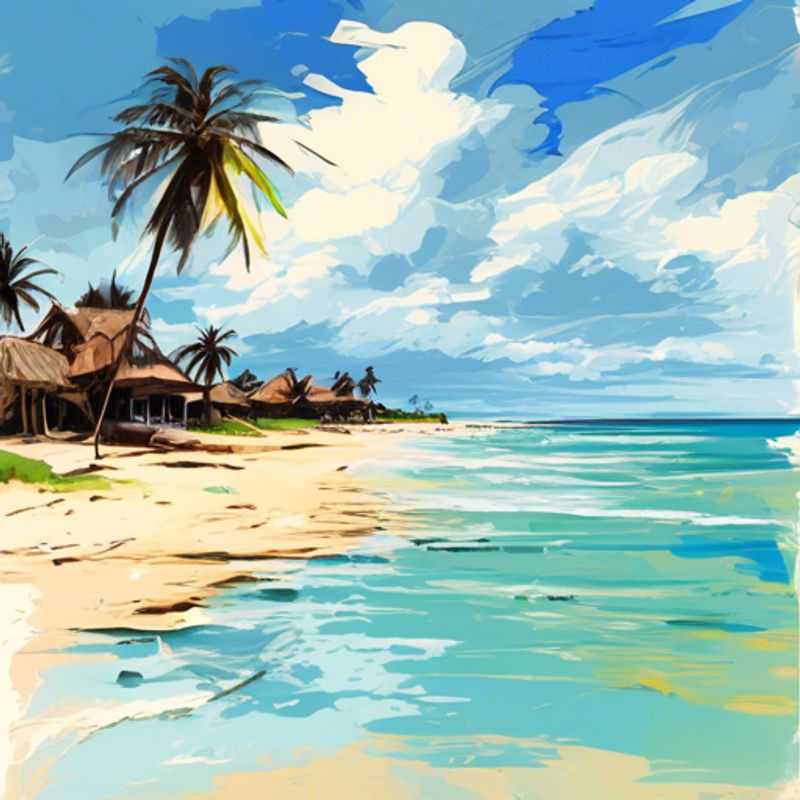 Three globetrotting foodies savoring the sun-kissed shores of Diani Beach, Kenya, where the azure waters and swaying palms create a tropical paradise for their summer sojourn.