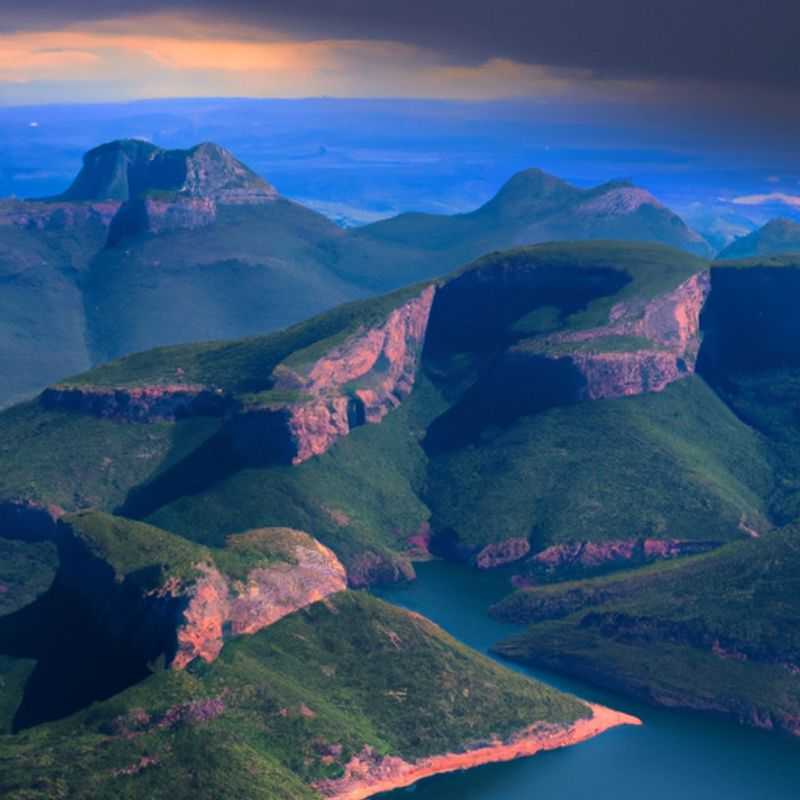 A solo traveler stands in awe at the edge of the magnificent Blyde River Canyon, South Africa, during a 2-week winter journey, enveloped by the canyon's breathtaking natural beauty and serene atmosphere.