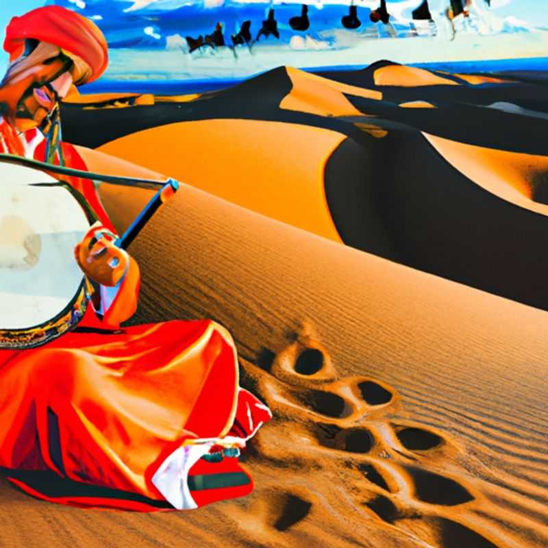 Observación de estrellas en la noche del desierto en las dunas de Merzouga, Marruecos, durante la primavera