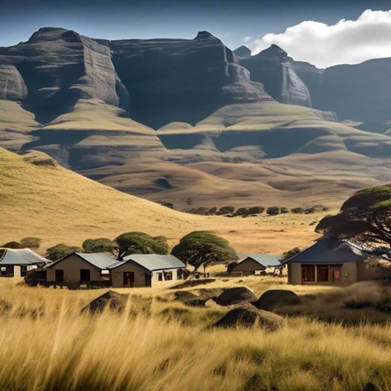 La majestuosa vista de las montañas de los Highlands de Lesotho, Lesotho, en la temporada de otoño, captura la esencia de la aventura y la exploración que espera al viajero solitario.