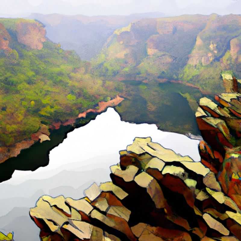 A solo traveler stands in awe at the edge of the magnificent Blyde River Canyon, South Africa, during a 2-week winter journey, enveloped by the canyon's breathtaking natural beauty and serene atmosphere.
