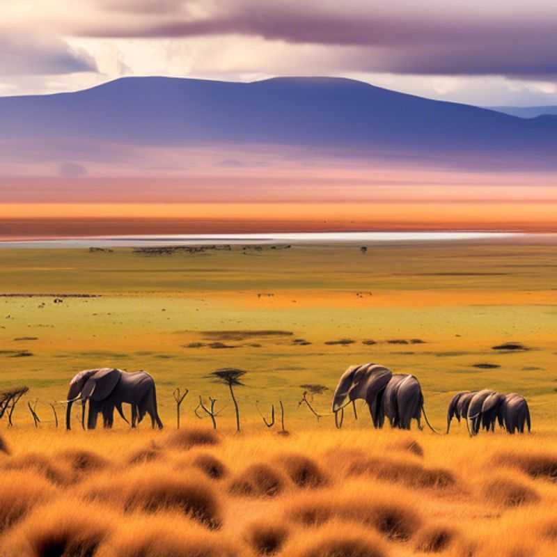 Breathtaking view of the Ngorongoro Crater in Tanzania, showcasing its lush landscapes and diverse wildlife, highlighting the unique beauty and ecological significance of this UNESCO World Heritage site.
