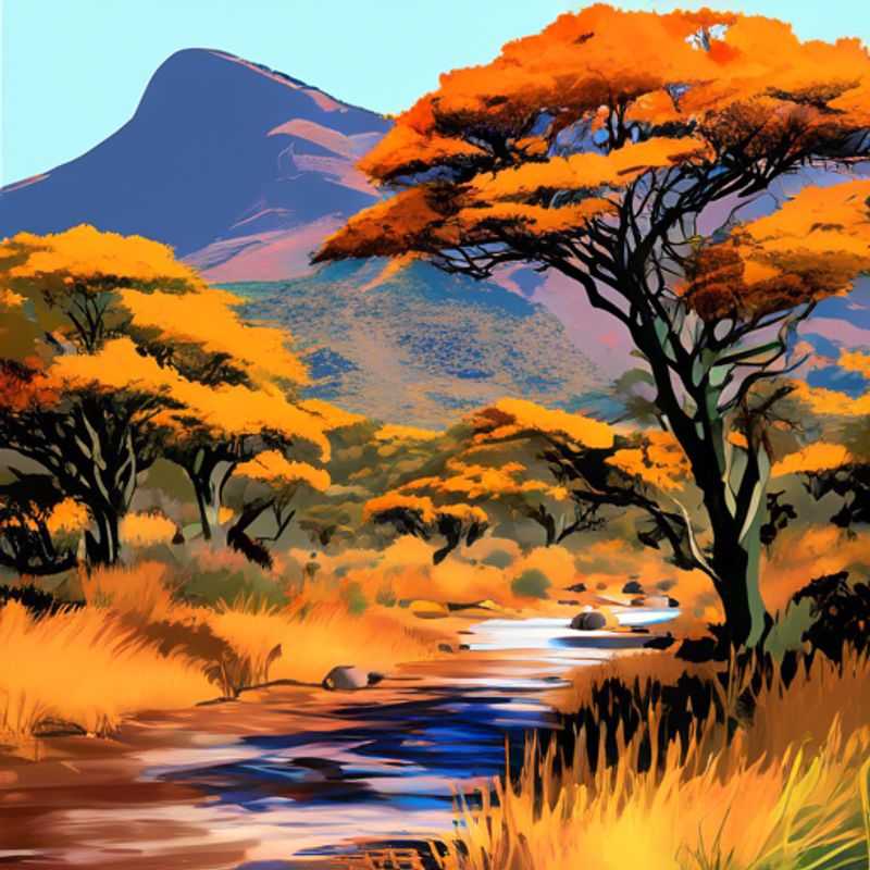 A family of adventurers, including the business traveler parents and their curious children, explore the majestic landscapes of Royal Natal National Park in South Africa during the vibrant fall season.